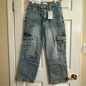 Stylish Denim Cargo Flare Jeans